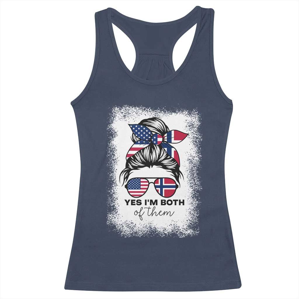 Yes I'm Both of Them Half Norwegian American Racerback Tank Top