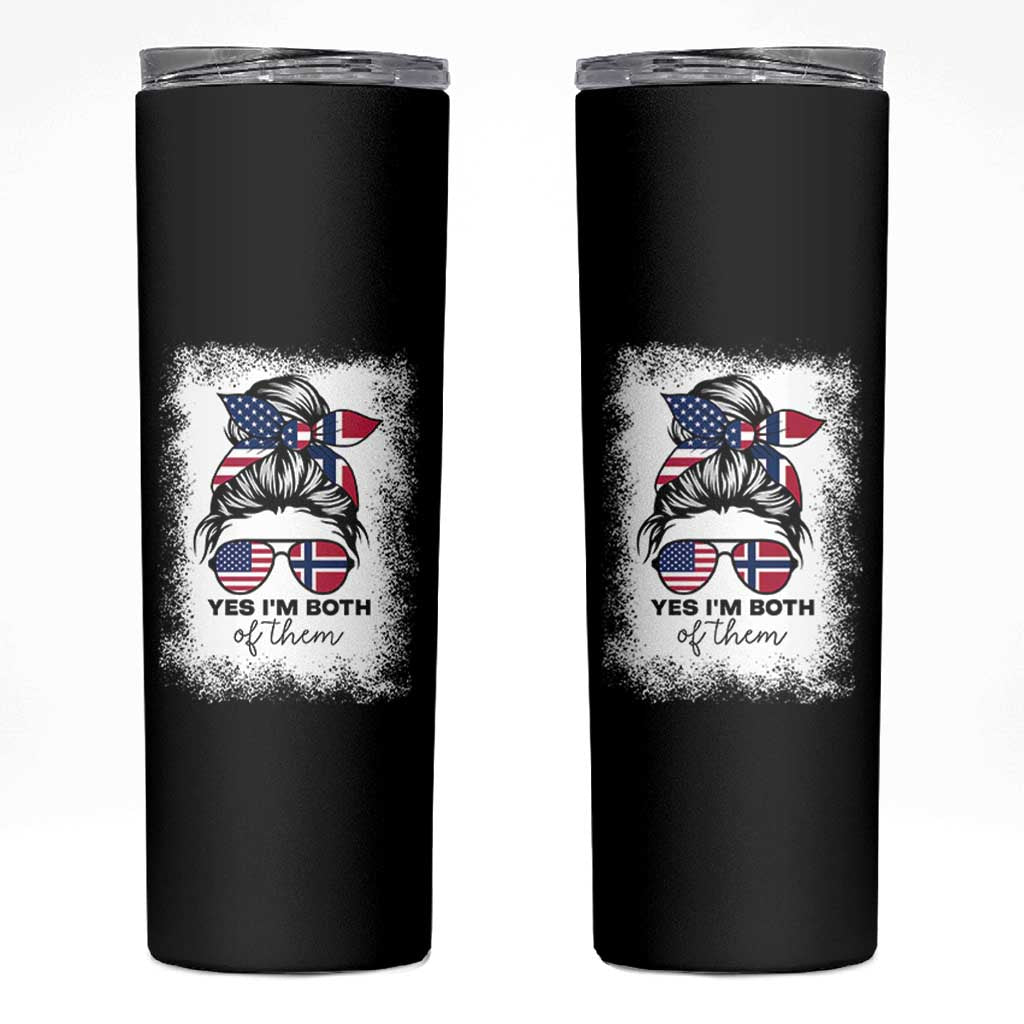 Yes I'm Both of Them Half Norwegian American Skinny Tumbler