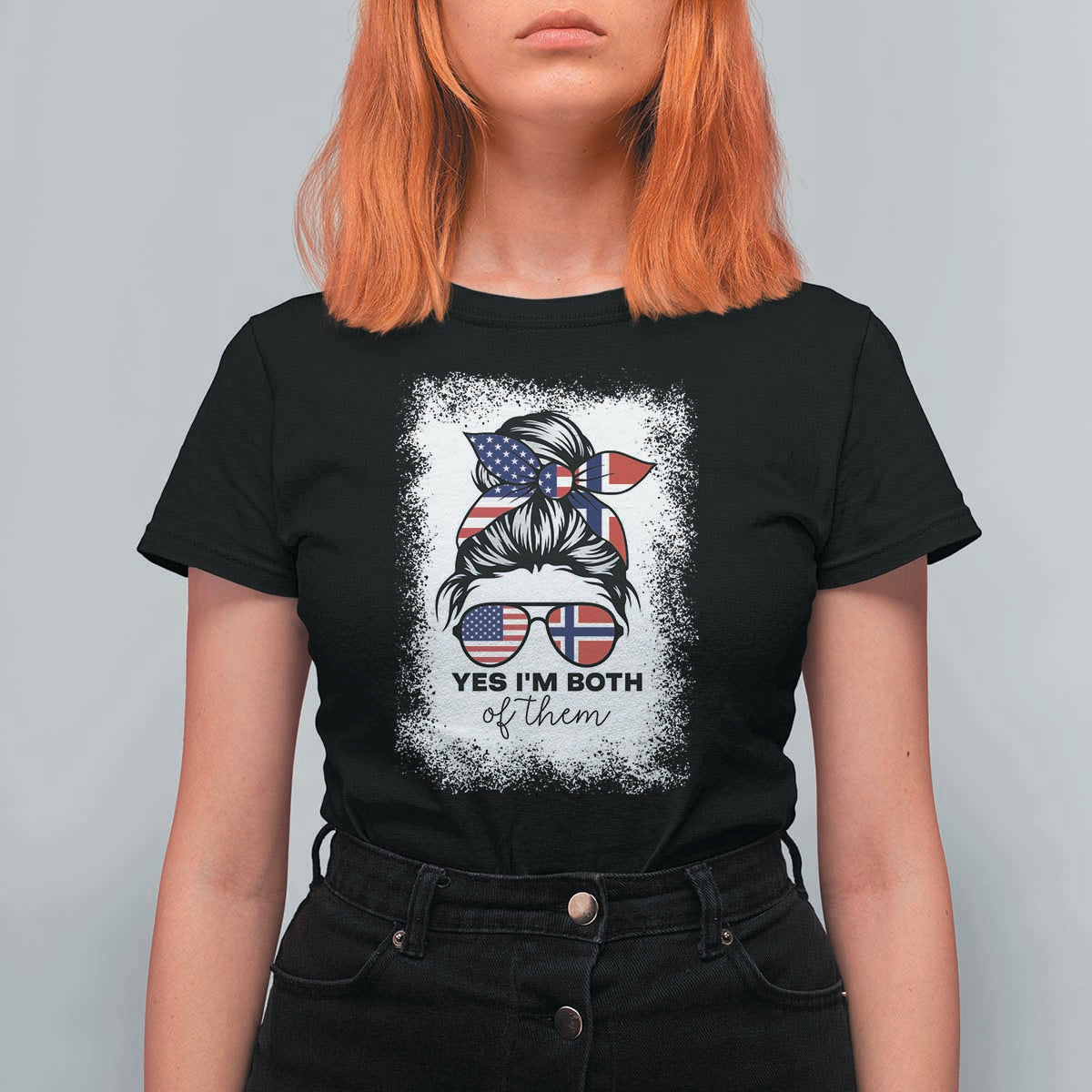 Yes I'm Both of Them Half Norwegian American T Shirt For Women