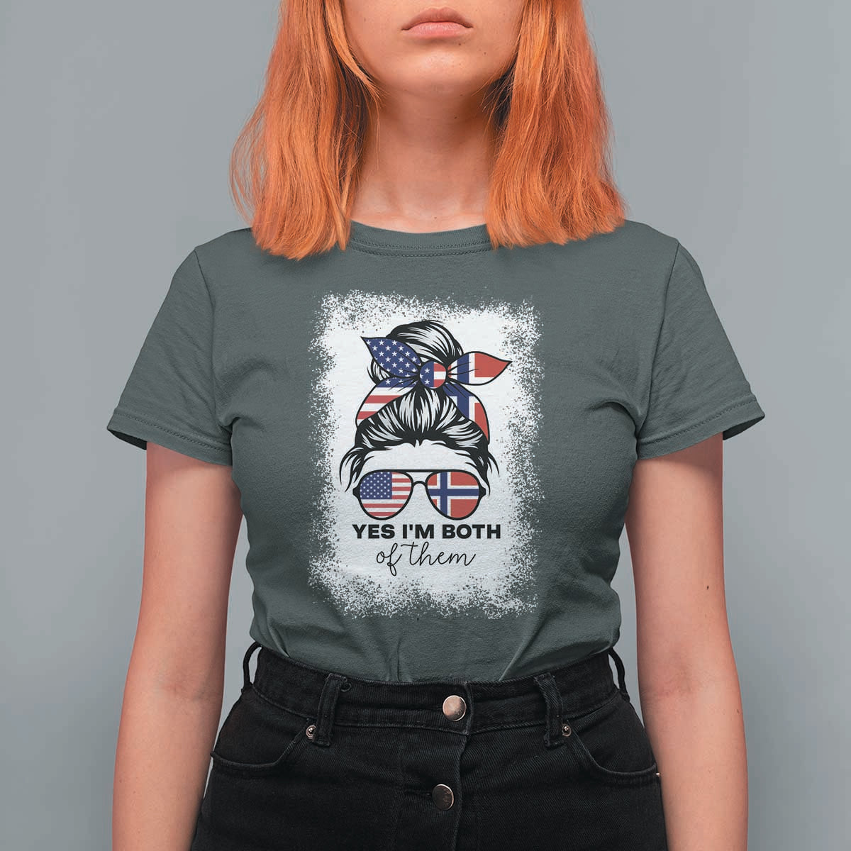 Yes I'm Both of Them Half Norwegian American T Shirt For Women