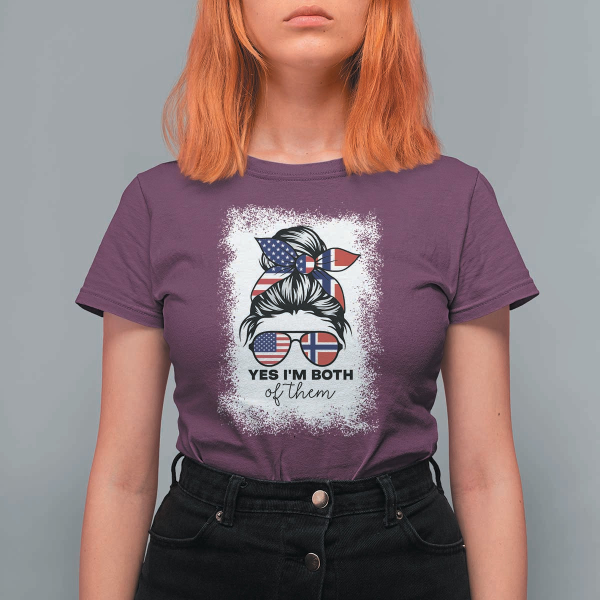 Yes I'm Both of Them Half Norwegian American T Shirt For Women
