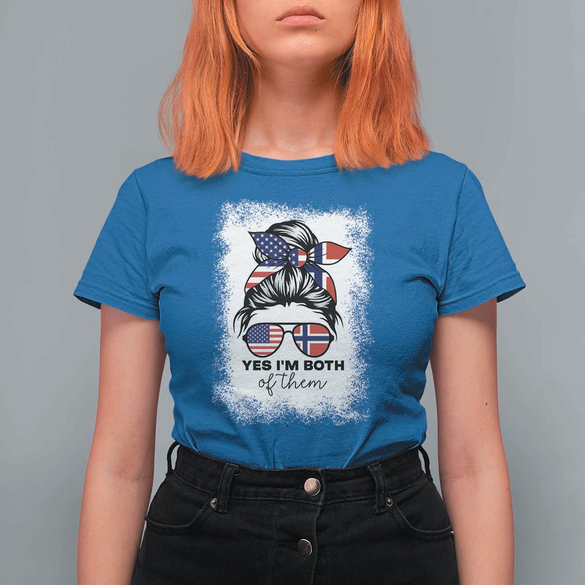 Yes I'm Both of Them Half Norwegian American T Shirt For Women