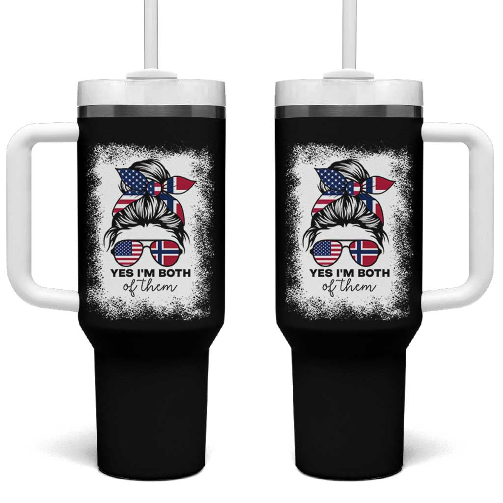 Yes I'm Both of Them Half Norwegian American Tumbler With Handle