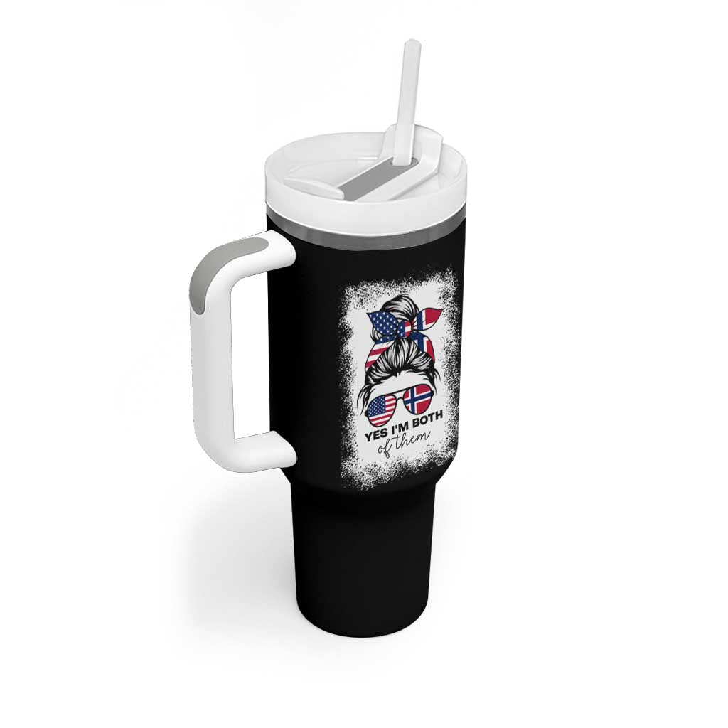 Yes I'm Both of Them Half Norwegian American Tumbler With Handle