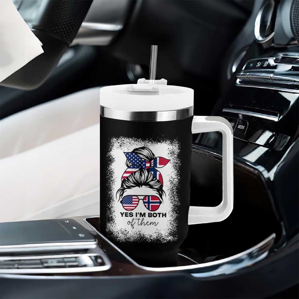Yes I'm Both of Them Half Norwegian American Tumbler With Handle