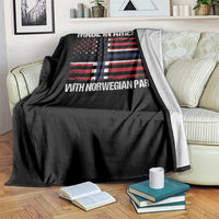 Made in America with Norwegian Parts Throw Blanket Half American Flag USA Norway Pride