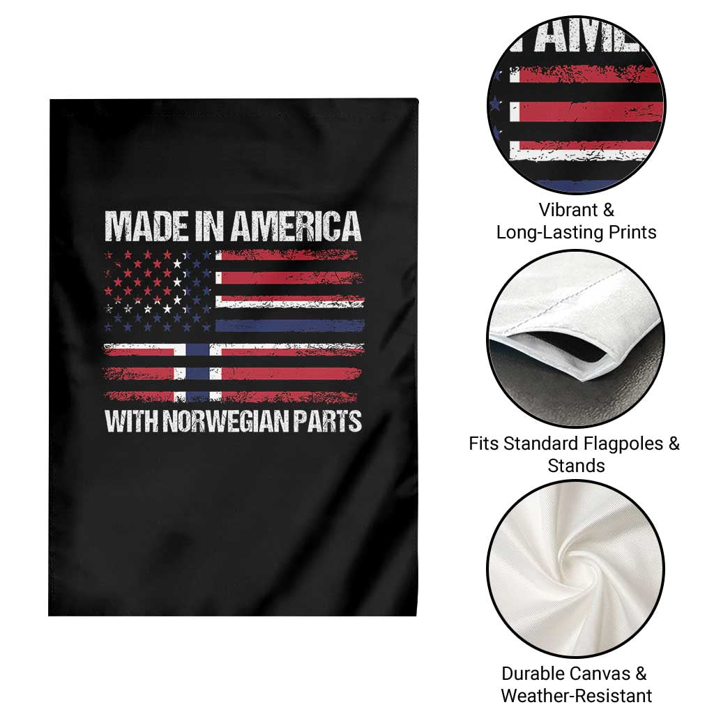 Made in America with Norwegian Parts Garden Flag Half American Flag USA Norway Pride