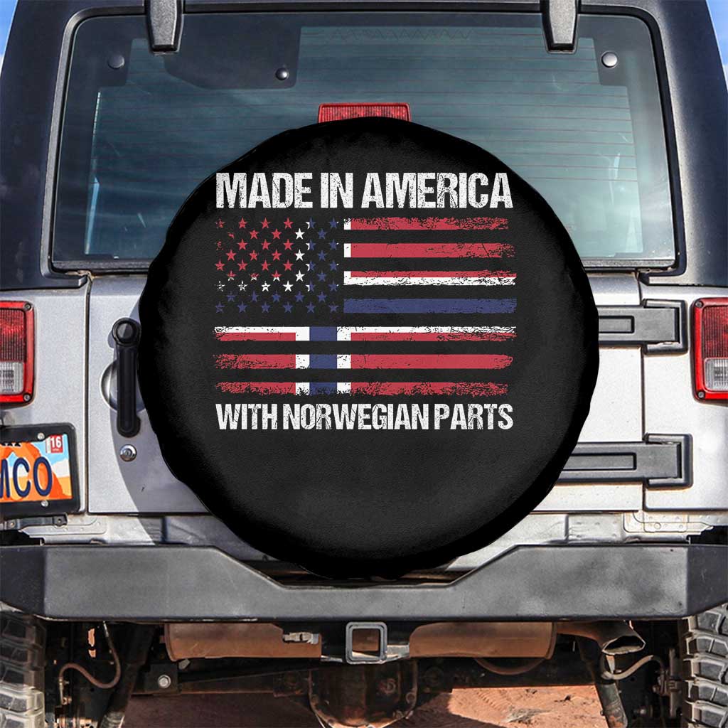 Made in America with Norwegian Parts Spare Tire Cover Half American Flag USA Norway Pride