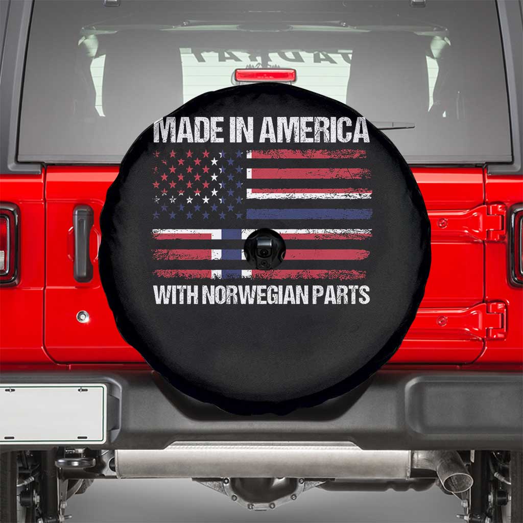 Made in America with Norwegian Parts Spare Tire Cover Half American Flag USA Norway Pride