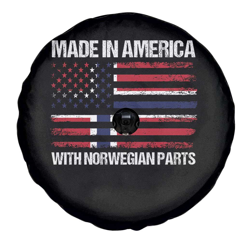 Made in America with Norwegian Parts Spare Tire Cover Half American Flag USA Norway Pride