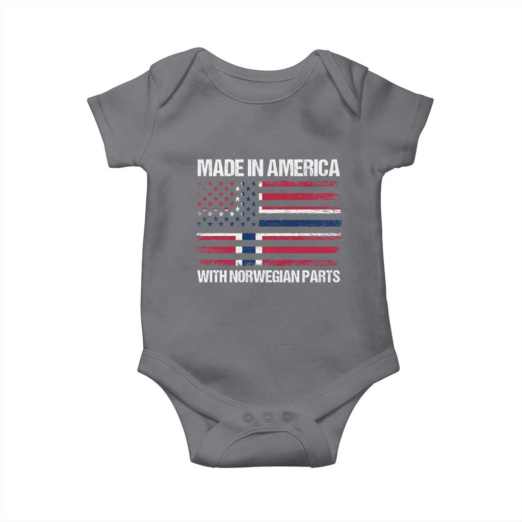 Made in America with Norwegian Parts Baby Onesie Half American Flag USA Norway Pride