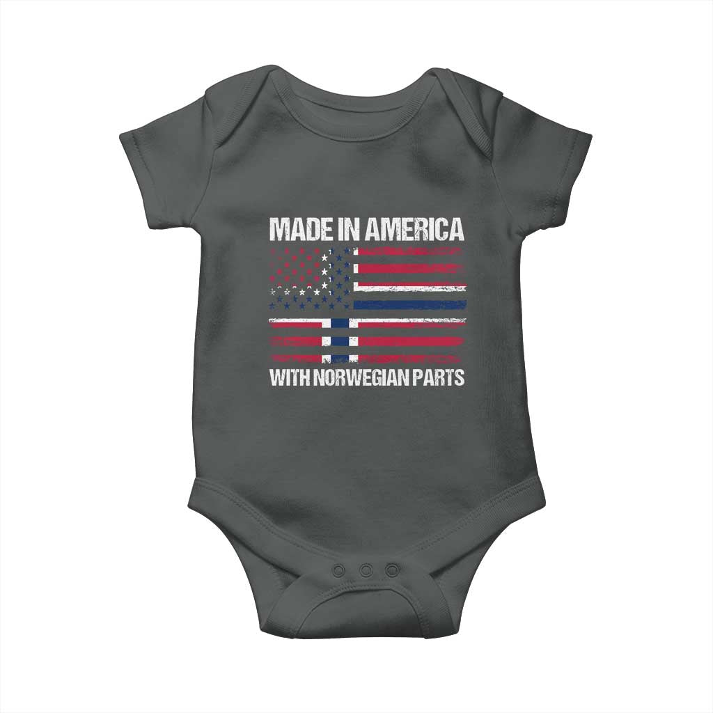 Made in America with Norwegian Parts Baby Onesie Half American Flag USA Norway Pride