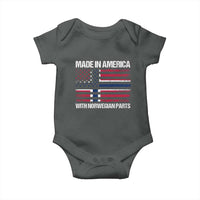 Made in America with Norwegian Parts Baby Onesie Half American Flag USA Norway Pride