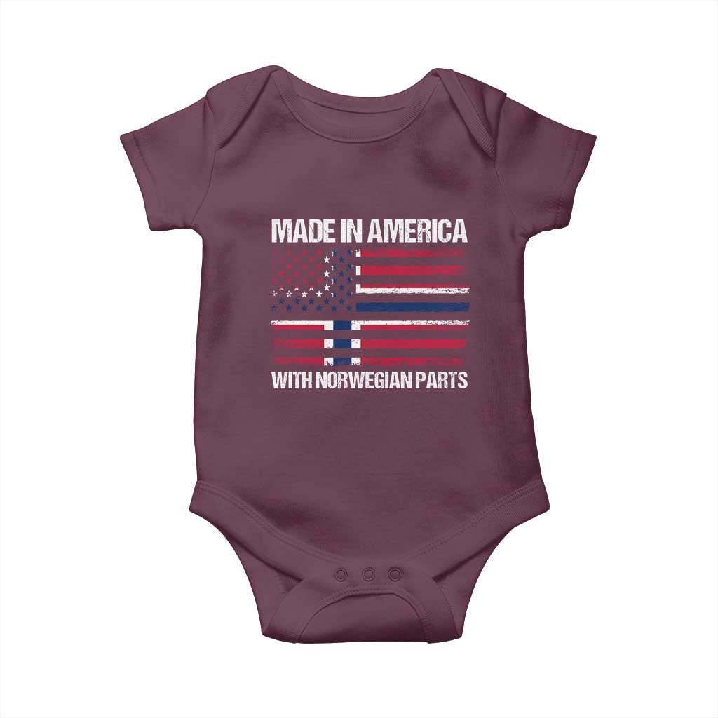 Made in America with Norwegian Parts Baby Onesie Half American Flag USA Norway Pride