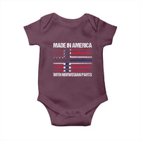 Made in America with Norwegian Parts Baby Onesie Half American Flag USA Norway Pride