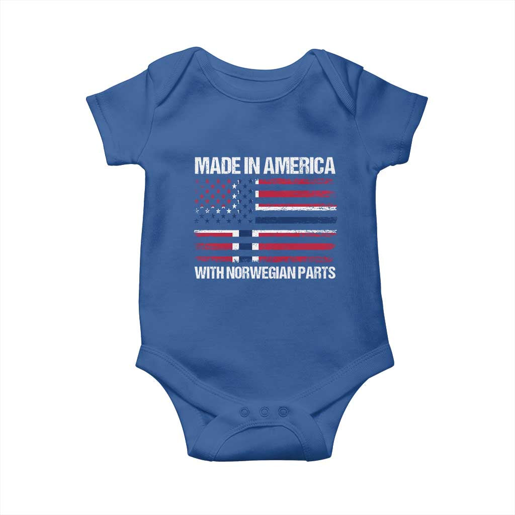 Made in America with Norwegian Parts Baby Onesie Half American Flag USA Norway Pride