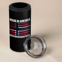 Made in America with Norwegian Parts 4 in 1 Can Cooler Tumbler Half American Flag USA Norway Pride