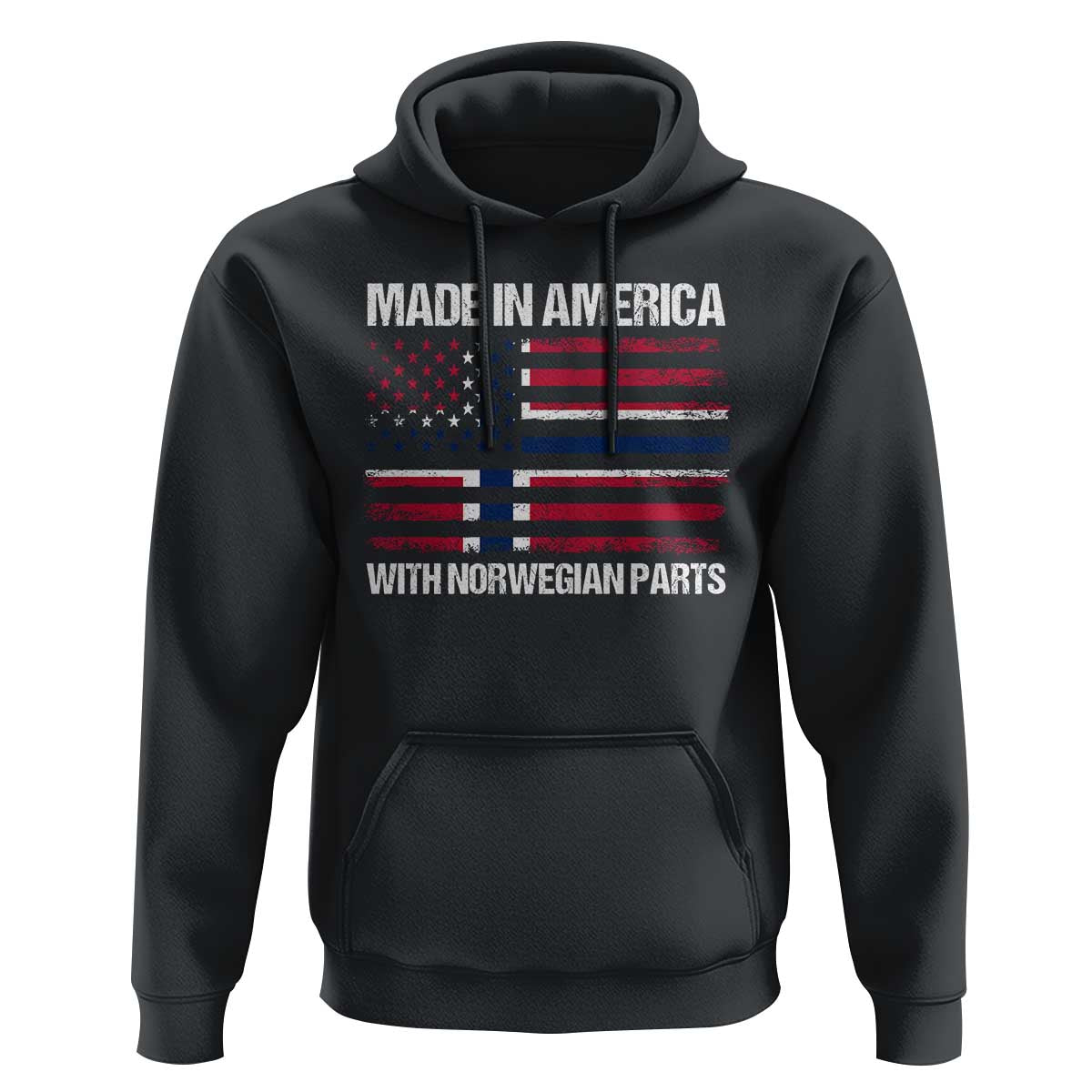 Made in America with Norwegian Parts Hoodie Half American Flag USA Norway Pride