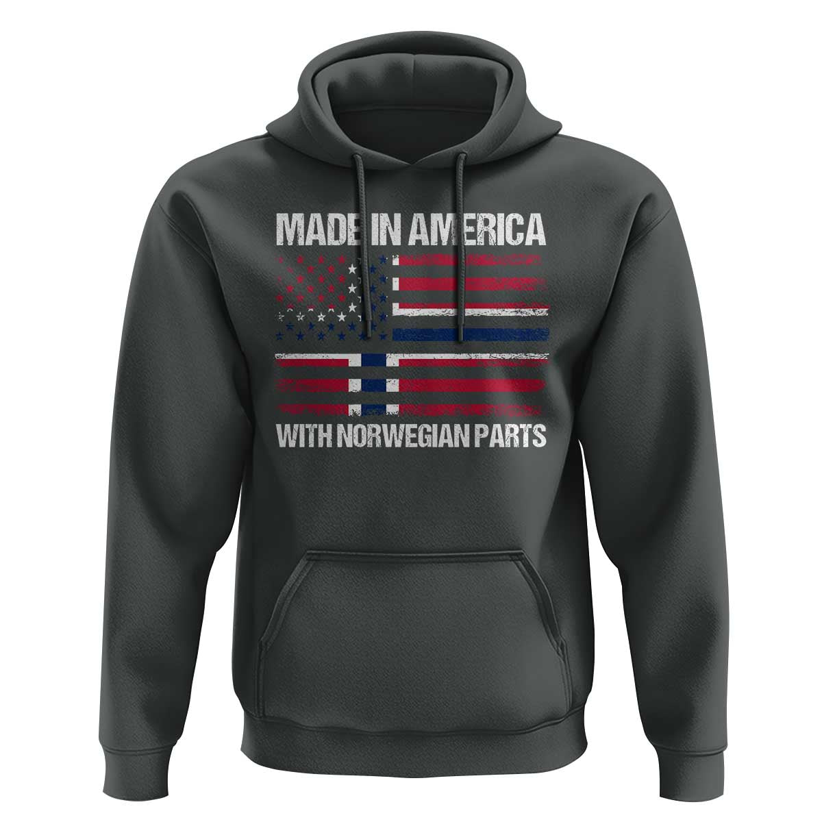 Made in America with Norwegian Parts Hoodie Half American Flag USA Norway Pride
