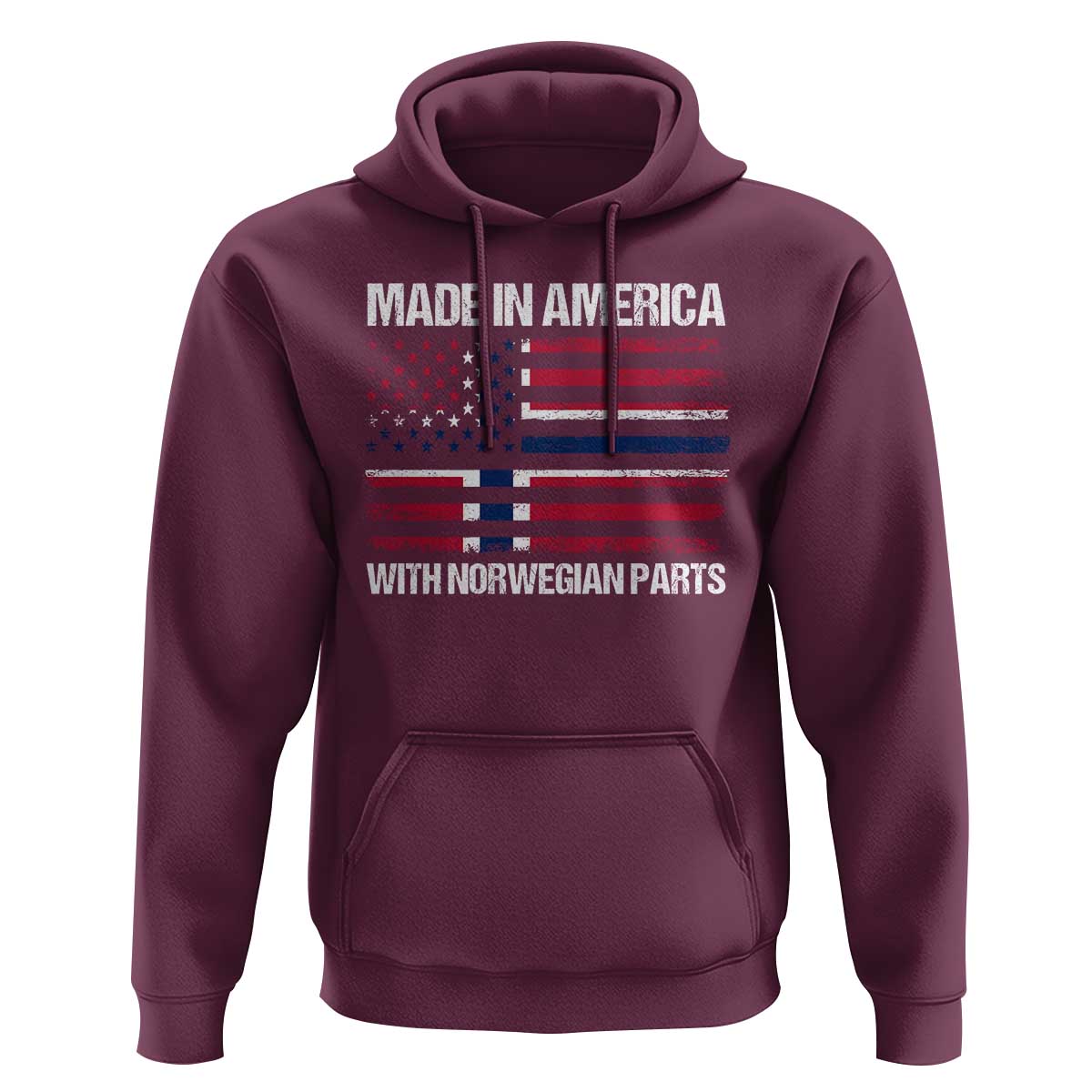 Made in America with Norwegian Parts Hoodie Half American Flag USA Norway Pride