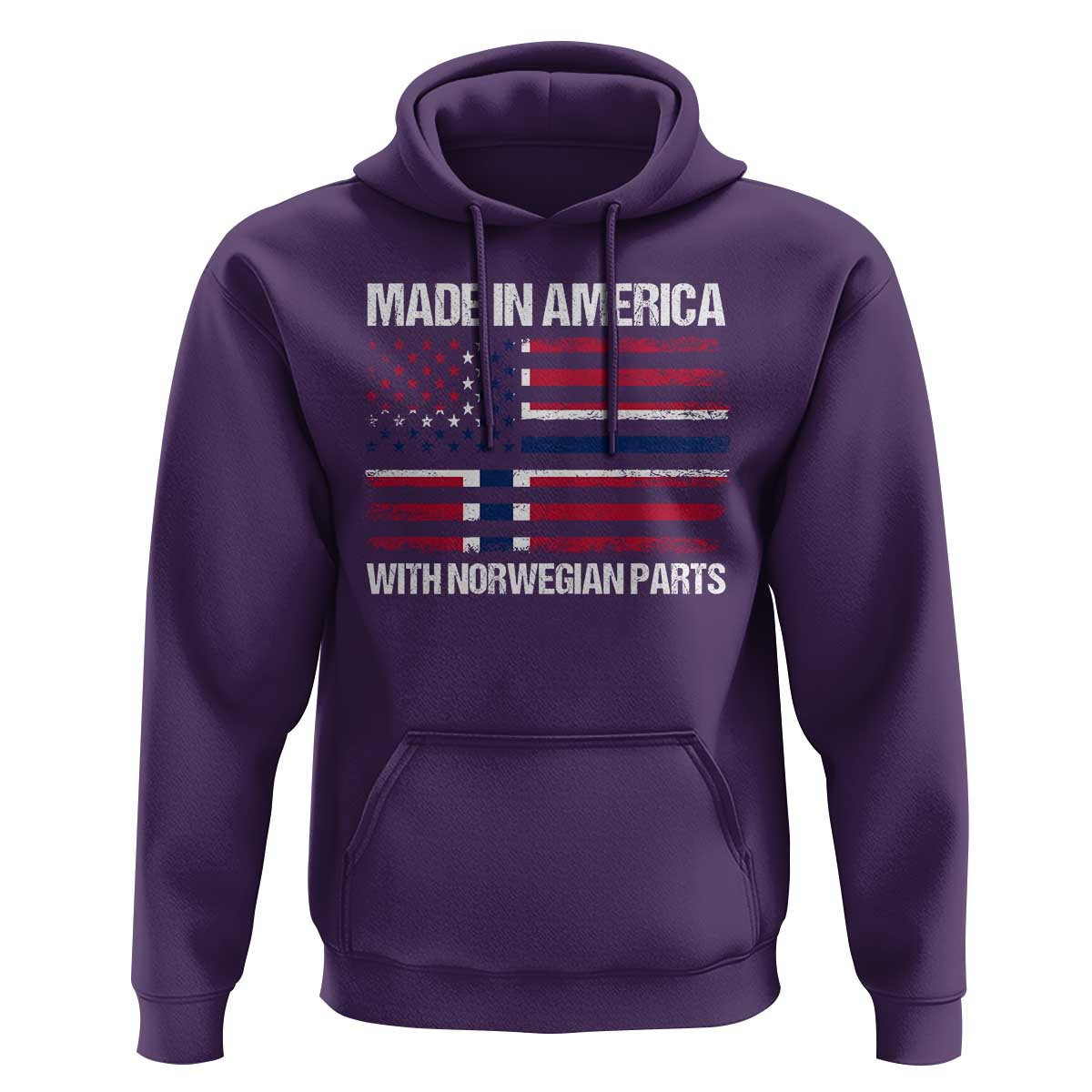 Made in America with Norwegian Parts Hoodie Half American Flag USA Norway Pride