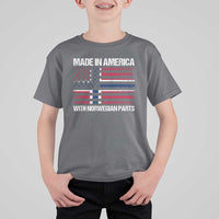 Made in America with Norwegian Parts T Shirt For Kid Half American Flag USA Norway Pride