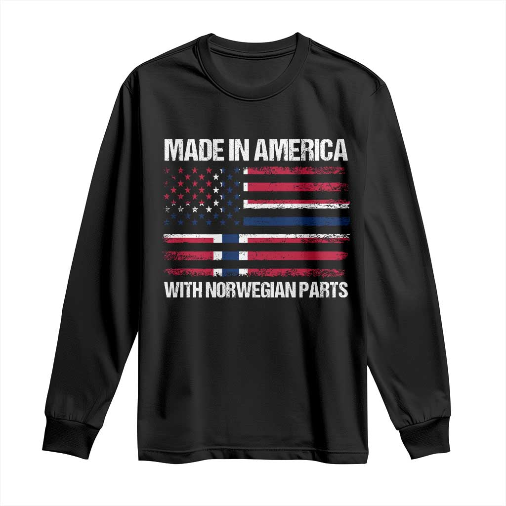 Made in America with Norwegian Parts Long Sleeve Shirt Half American Flag USA Norway Pride