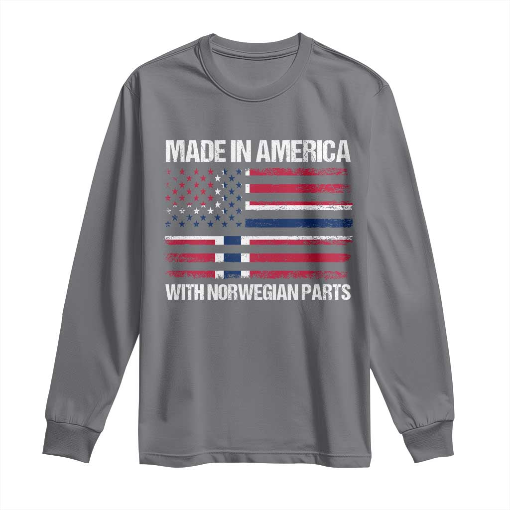 Made in America with Norwegian Parts Long Sleeve Shirt Half American Flag USA Norway Pride