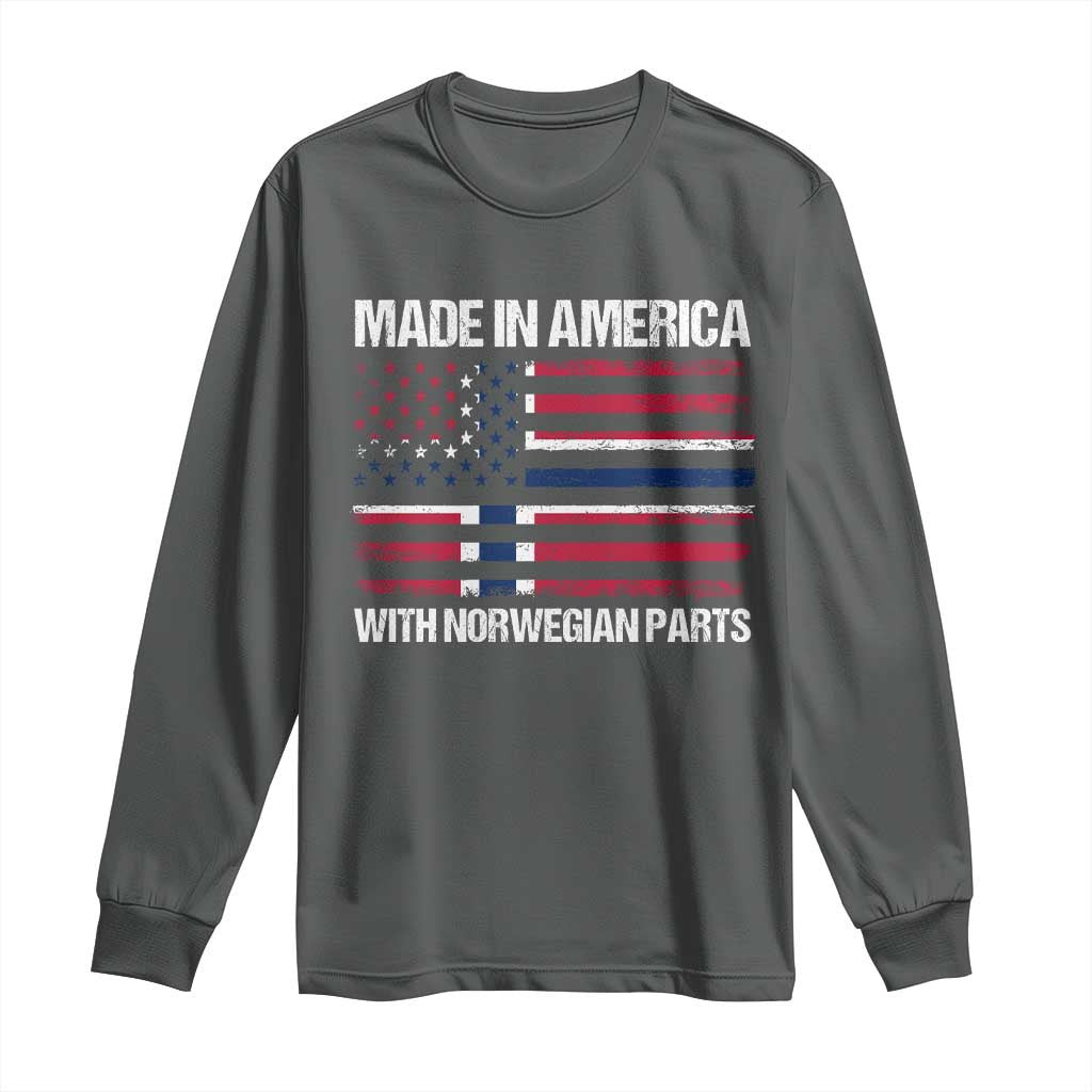 Made in America with Norwegian Parts Long Sleeve Shirt Half American Flag USA Norway Pride