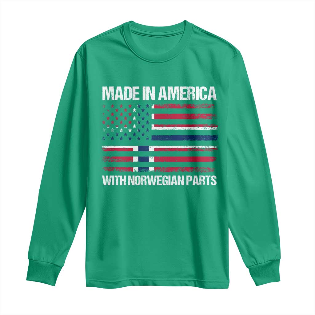 Made in America with Norwegian Parts Long Sleeve Shirt Half American Flag USA Norway Pride