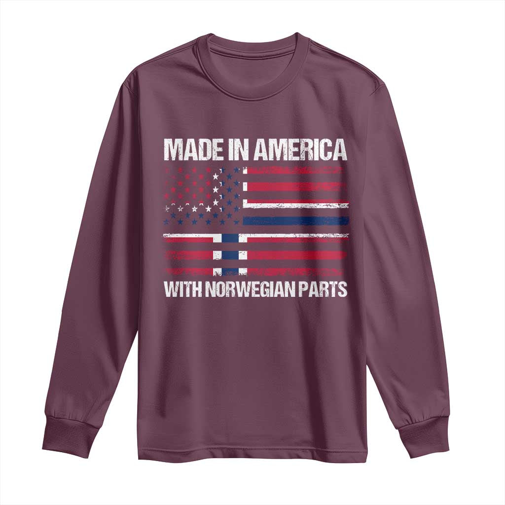 Made in America with Norwegian Parts Long Sleeve Shirt Half American Flag USA Norway Pride
