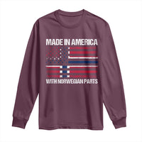 Made in America with Norwegian Parts Long Sleeve Shirt Half American Flag USA Norway Pride