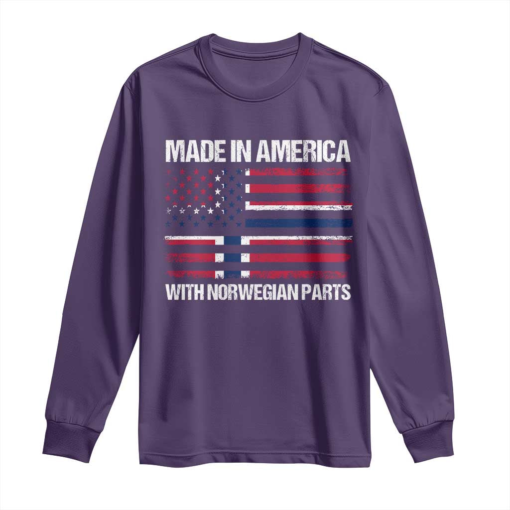 Made in America with Norwegian Parts Long Sleeve Shirt Half American Flag USA Norway Pride
