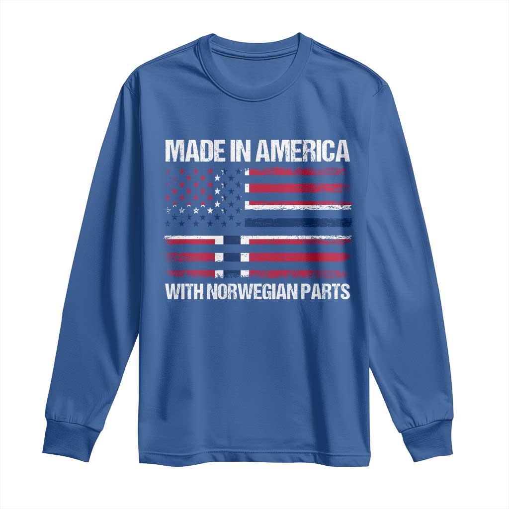 Made in America with Norwegian Parts Long Sleeve Shirt Half American Flag USA Norway Pride