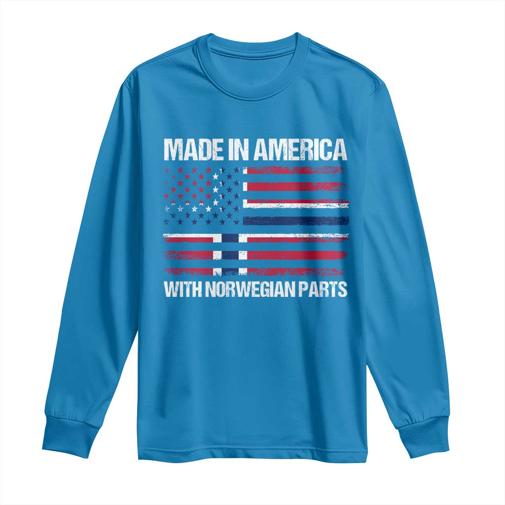 Made in America with Norwegian Parts Long Sleeve Shirt Half American Flag USA Norway Pride