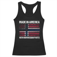 Made in America with Norwegian Parts Racerback Tank Top Half American Flag USA Norway Pride
