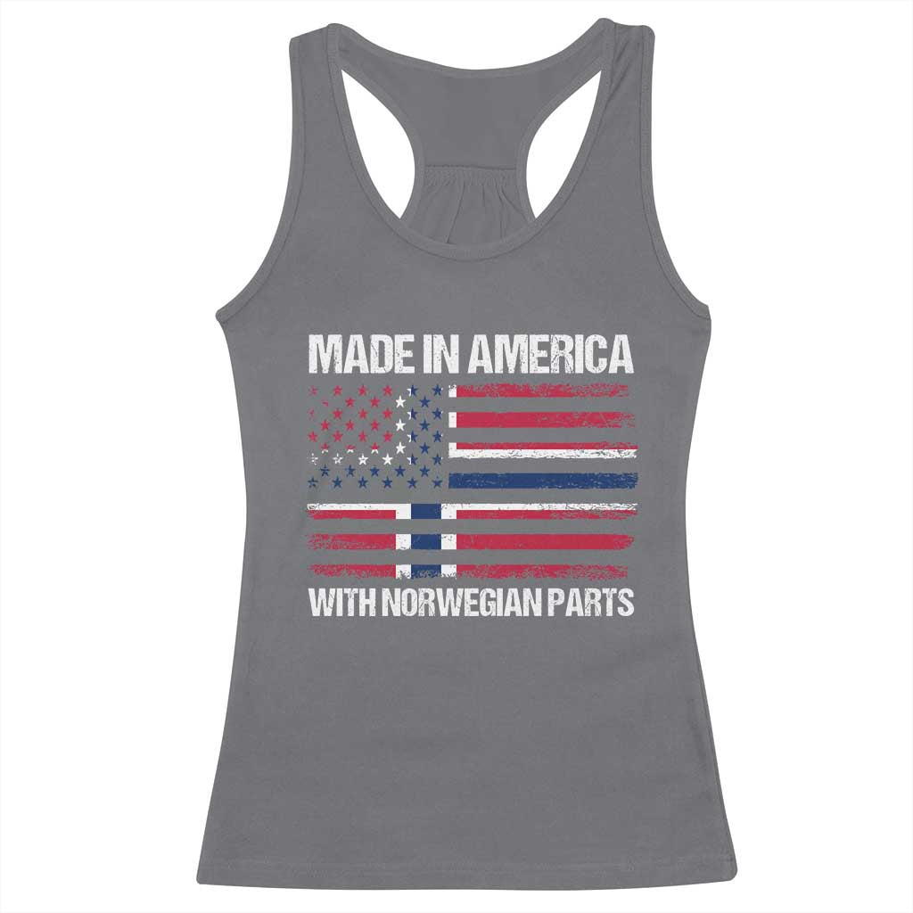 Made in America with Norwegian Parts Racerback Tank Top Half American Flag USA Norway Pride