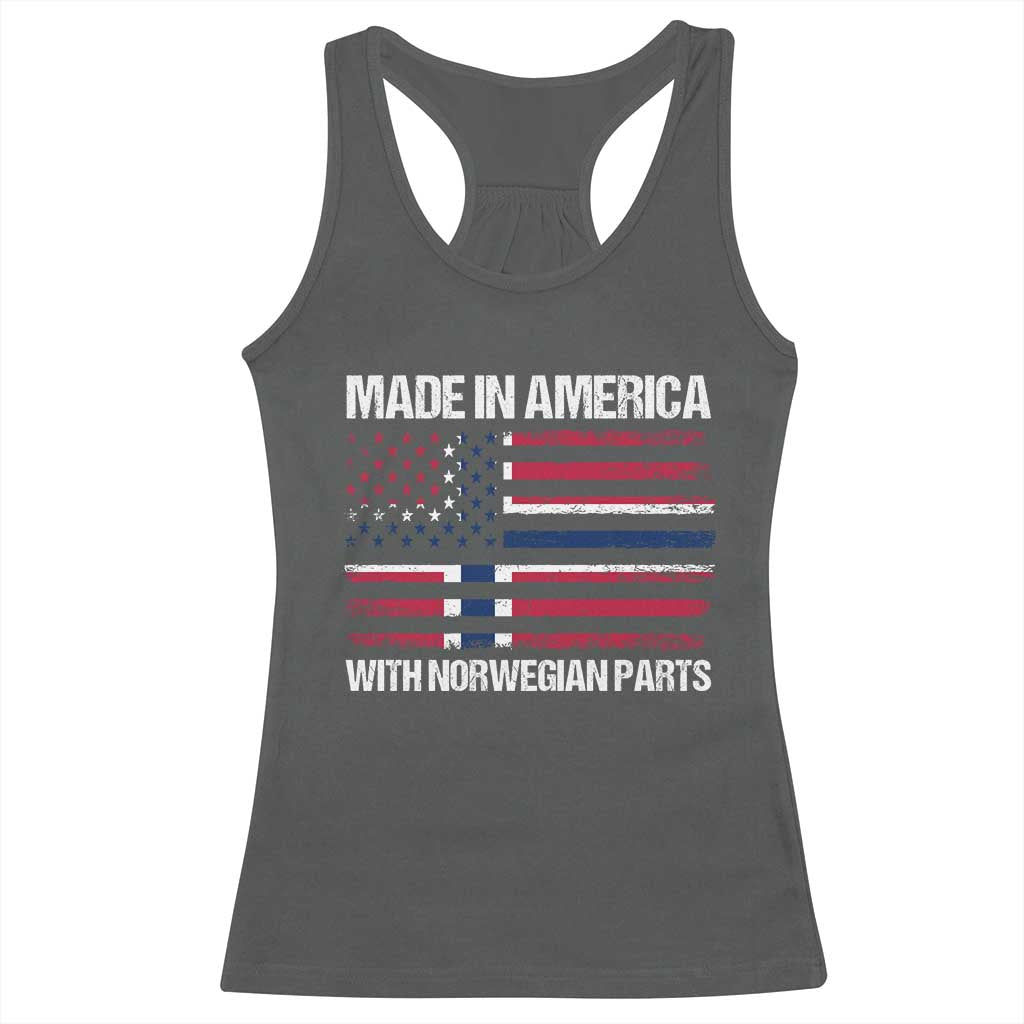 Made in America with Norwegian Parts Racerback Tank Top Half American Flag USA Norway Pride