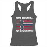 Made in America with Norwegian Parts Racerback Tank Top Half American Flag USA Norway Pride