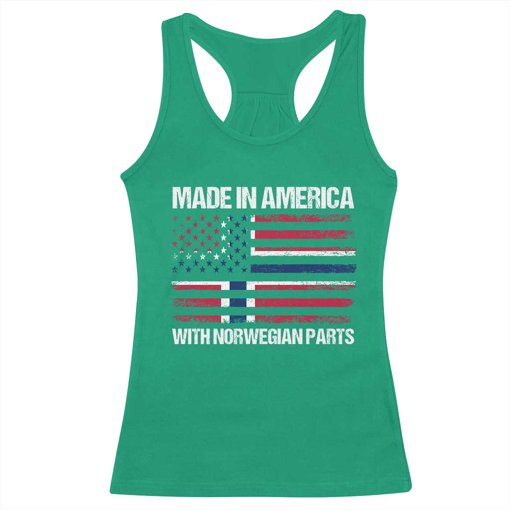 Made in America with Norwegian Parts Racerback Tank Top Half American Flag USA Norway Pride