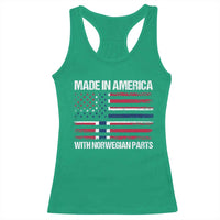 Made in America with Norwegian Parts Racerback Tank Top Half American Flag USA Norway Pride