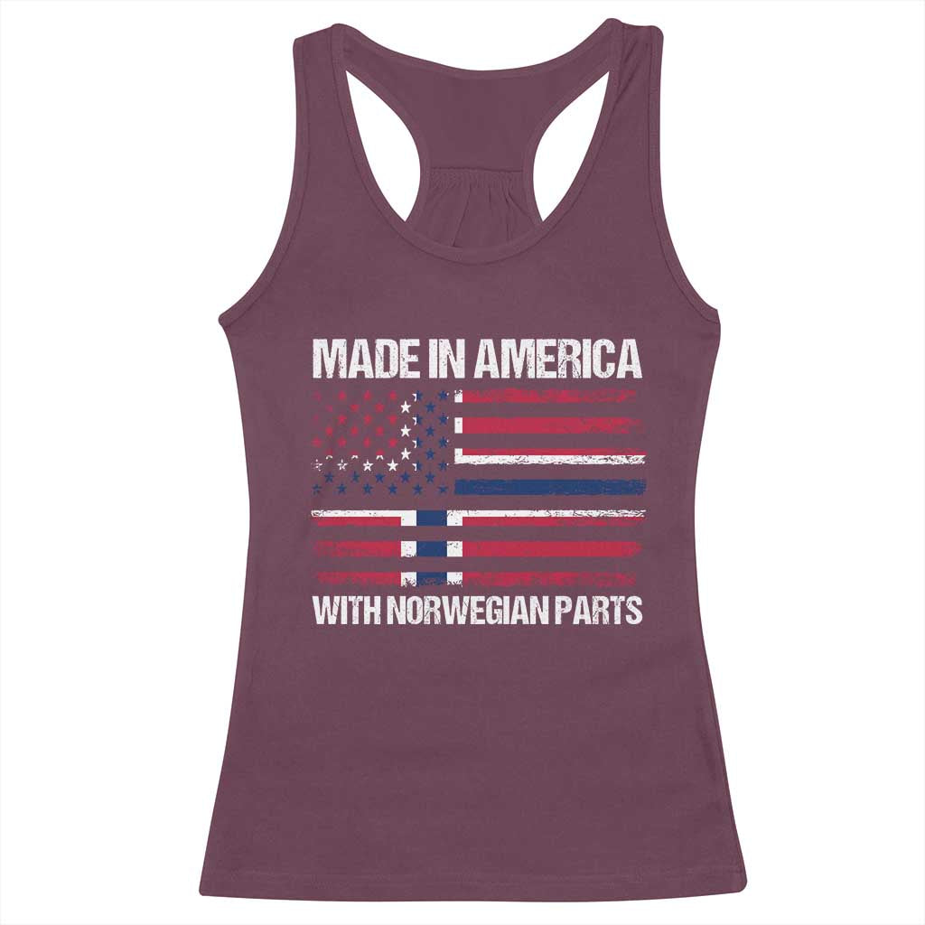 Made in America with Norwegian Parts Racerback Tank Top Half American Flag USA Norway Pride