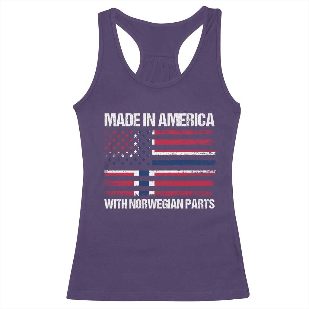 Made in America with Norwegian Parts Racerback Tank Top Half American Flag USA Norway Pride