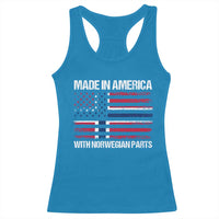 Made in America with Norwegian Parts Racerback Tank Top Half American Flag USA Norway Pride