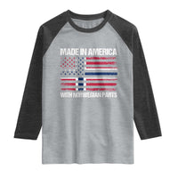 Made in America with Norwegian Parts Raglan Shirt Half American Flag USA Norway Pride