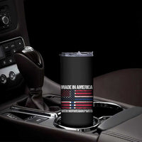 Made in America with Norwegian Parts Skinny Tumbler Half American Flag USA Norway Pride