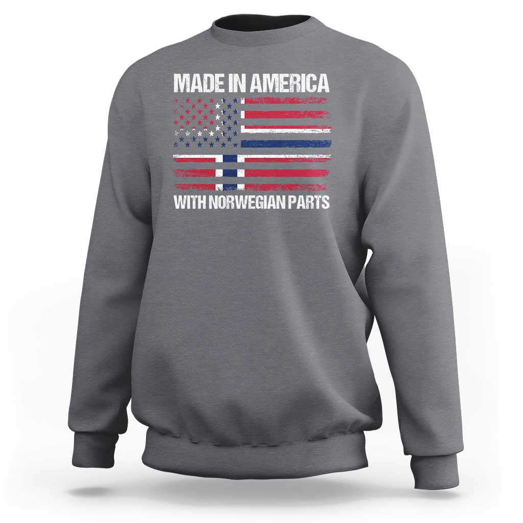 Made in America with Norwegian Parts Sweatshirt Half American Flag USA Norway Pride