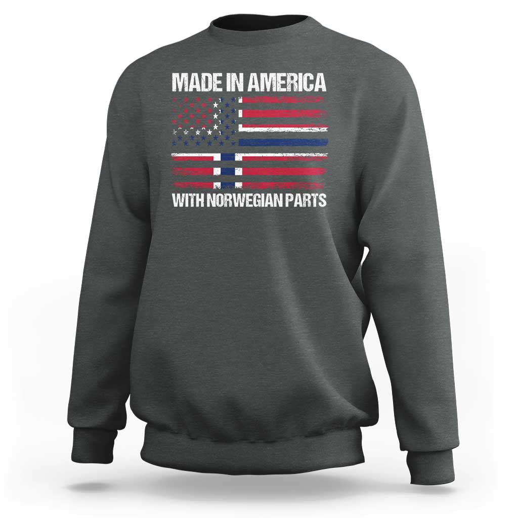 Made in America with Norwegian Parts Sweatshirt Half American Flag USA Norway Pride