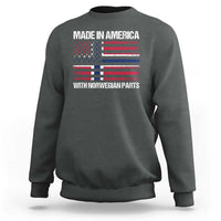 Made in America with Norwegian Parts Sweatshirt Half American Flag USA Norway Pride