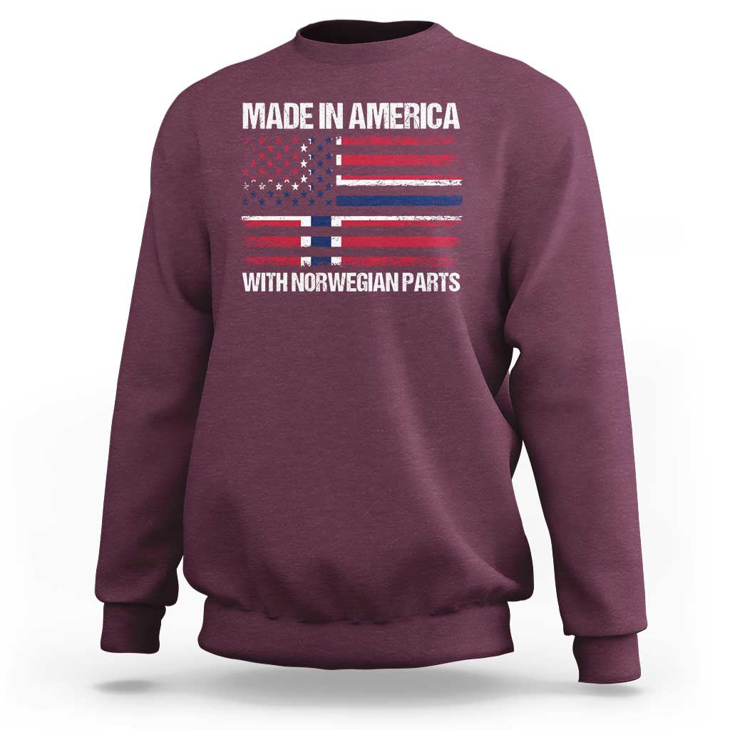 Made in America with Norwegian Parts Sweatshirt Half American Flag USA Norway Pride
